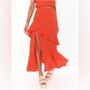 Show Me Your Mumu | Coral Flutter Skirt